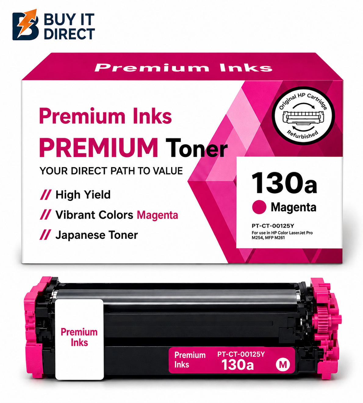 Premium 130A Magenta Compatible Toner Cartridge for HP Color LaserJet Printers