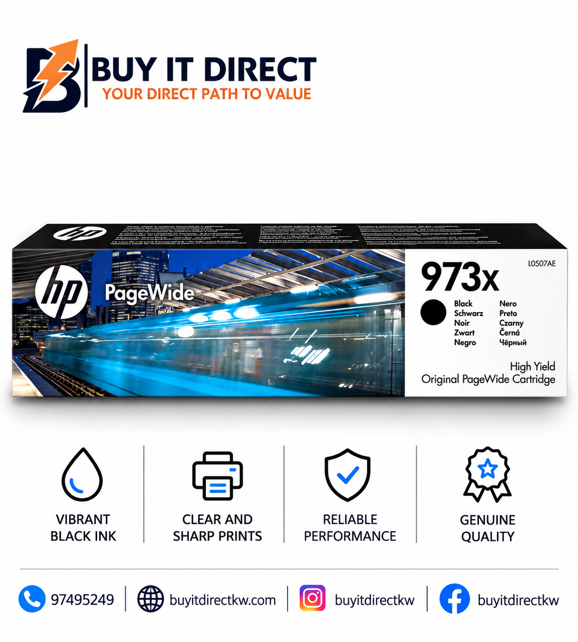 HP 973X High Yield Black Original PageWide Cartridge