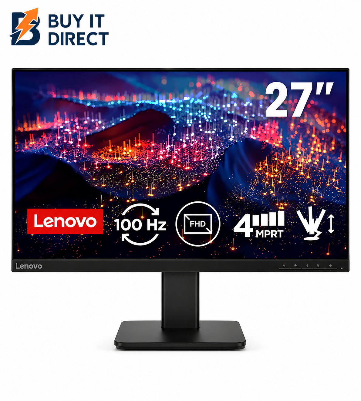 شاشة لينوفو L27-4e مقاس 27 بوصة FHD IPS VGA HDMI باللون الأسود