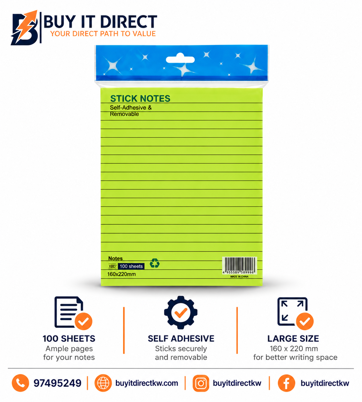 Stick Notes 100 Sheets 160x220mm