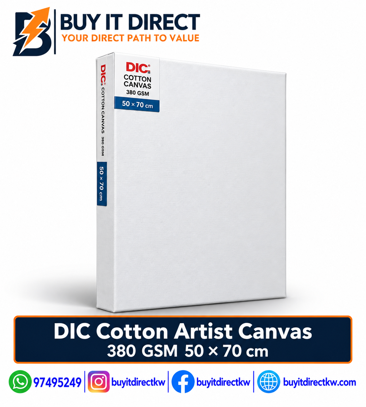 DIC COTTON ARTIST CANVAS – 380 GSM, 50 × 70 CM