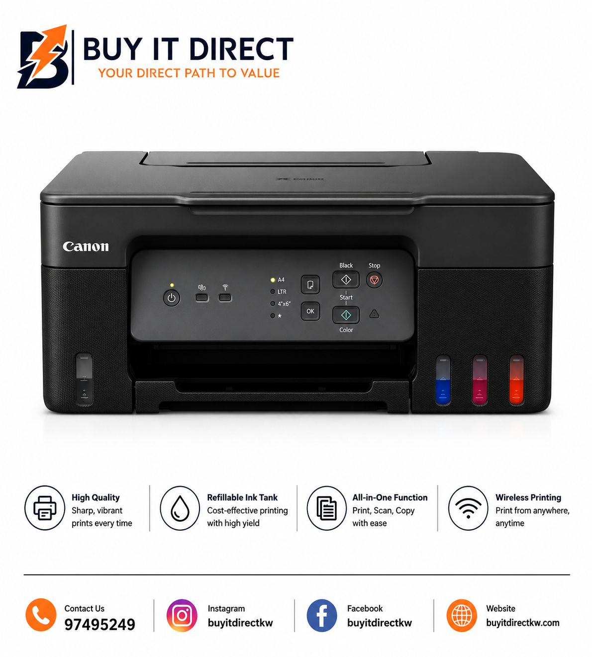 Canon PIXMA G3430 All In One Multi Function Ink Tank Printer Black