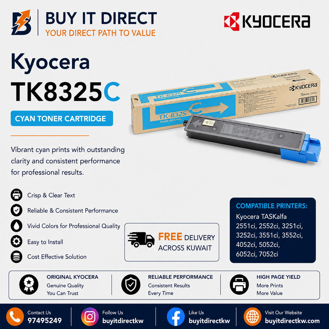 خرطوشة تونر سماوي Kyocera TK8325C