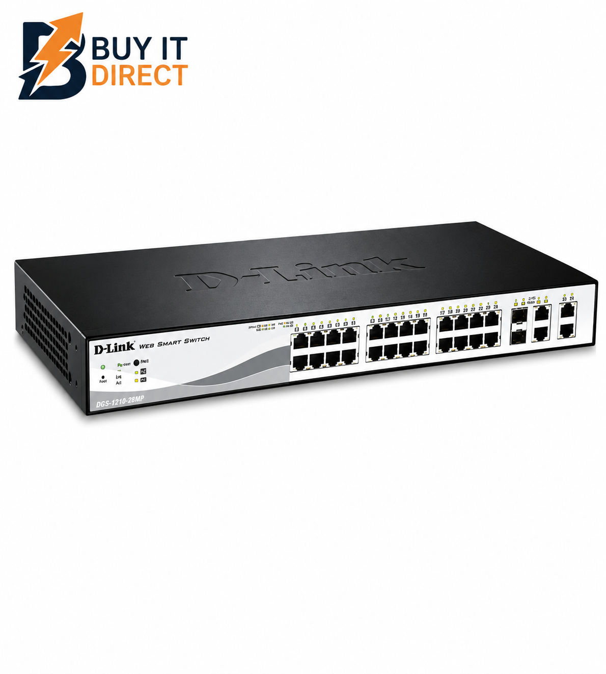 مبدل D-Link بتقنية PoE بـ24 منفذ 10/100 مع 2 منفذ جيجابت ومنفذي SFP - DES-1210-28P