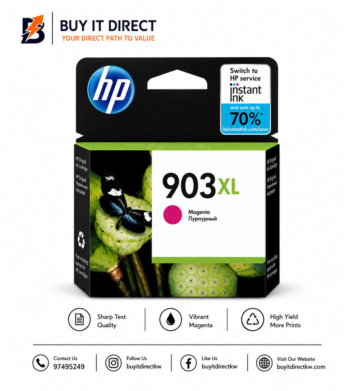 خرطوشة حبر HP 903XL أصلية أرجوانية عالية السعة