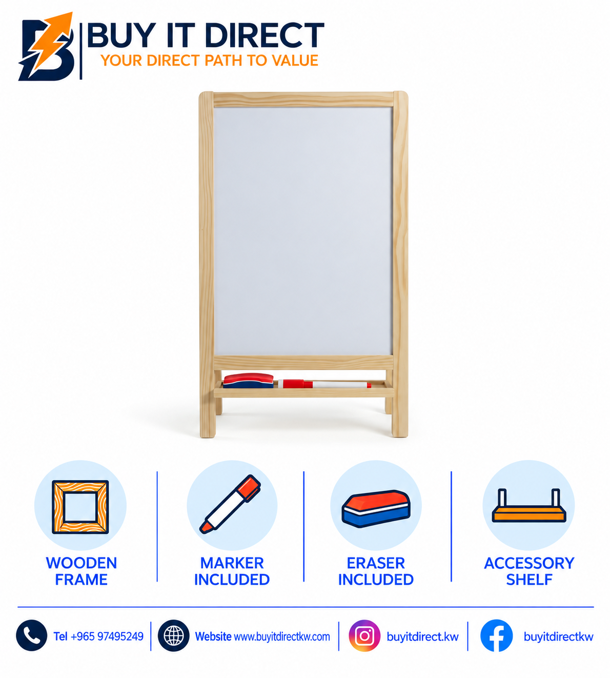 Wooden Whiteboard with Marker