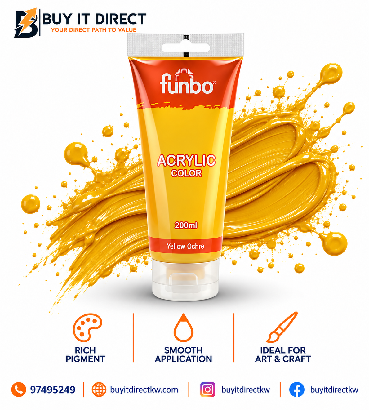 Acrylic Color Paint 200 ml Yellow Ochre