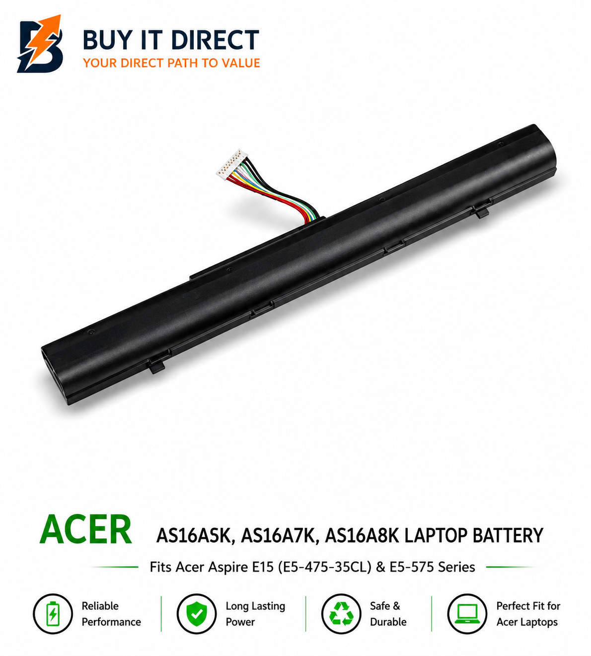 بطارية لابتوب ايسر AS16A5K AS16A7K AS16A8K متوافقة مع Acer Aspire E15 E5 475 35CL وسلسلة E5 575