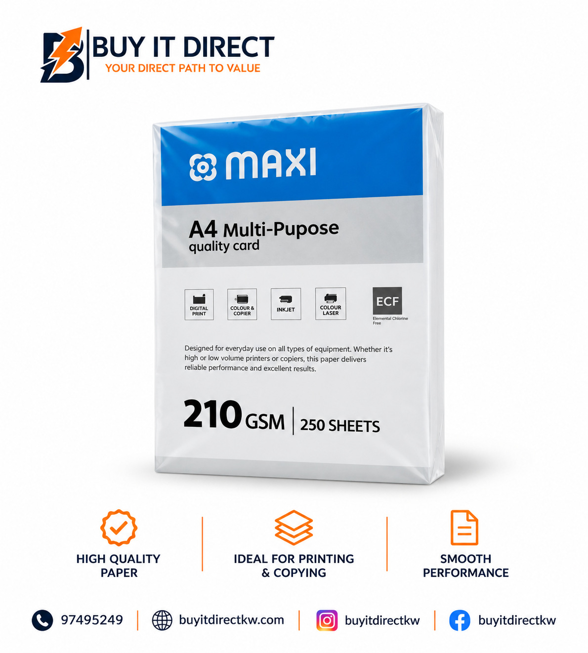 A4 Multi Purpose Card 25 Sheets 210 GSM