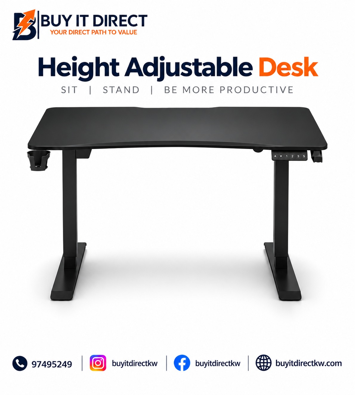 AndaSeat Xtreme Series 140 Electric Height Adjustable Gaming Desk Black