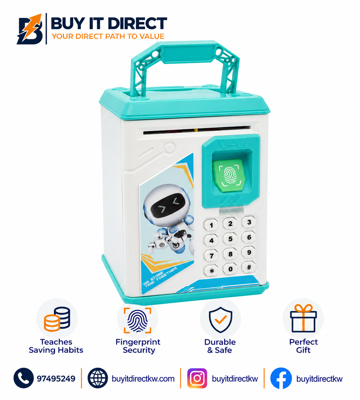 Fingerprint Cash Box Blue