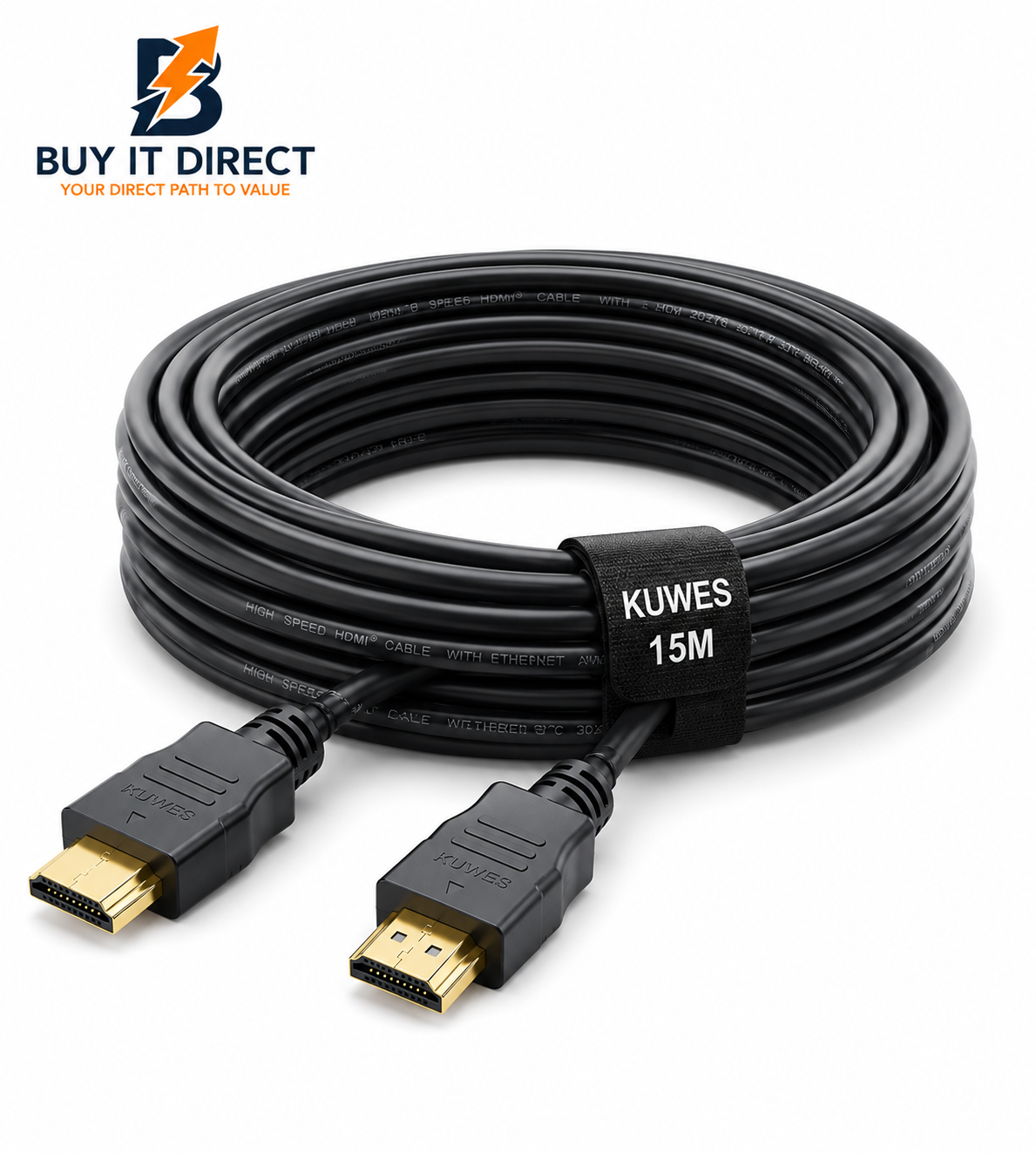 كيبل KUWES HDMI ذكر إلى ذكر إصدار 2.0 بدقة 4K بطول 15 متر