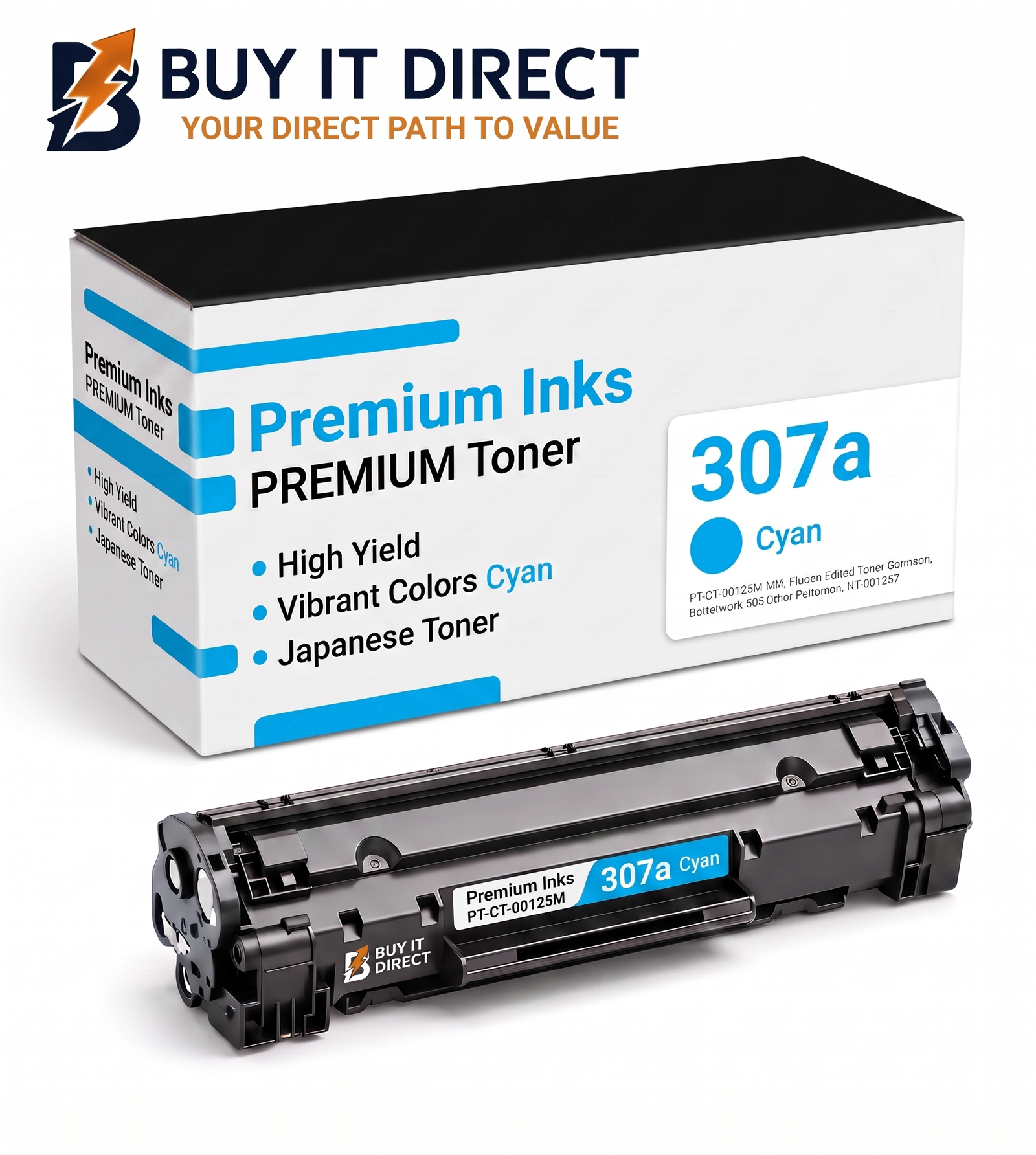 خرطوشة تونر Premium 307A سماوي متوافقة CE741A لطابعات HP Color LaserJet Professional CP5225