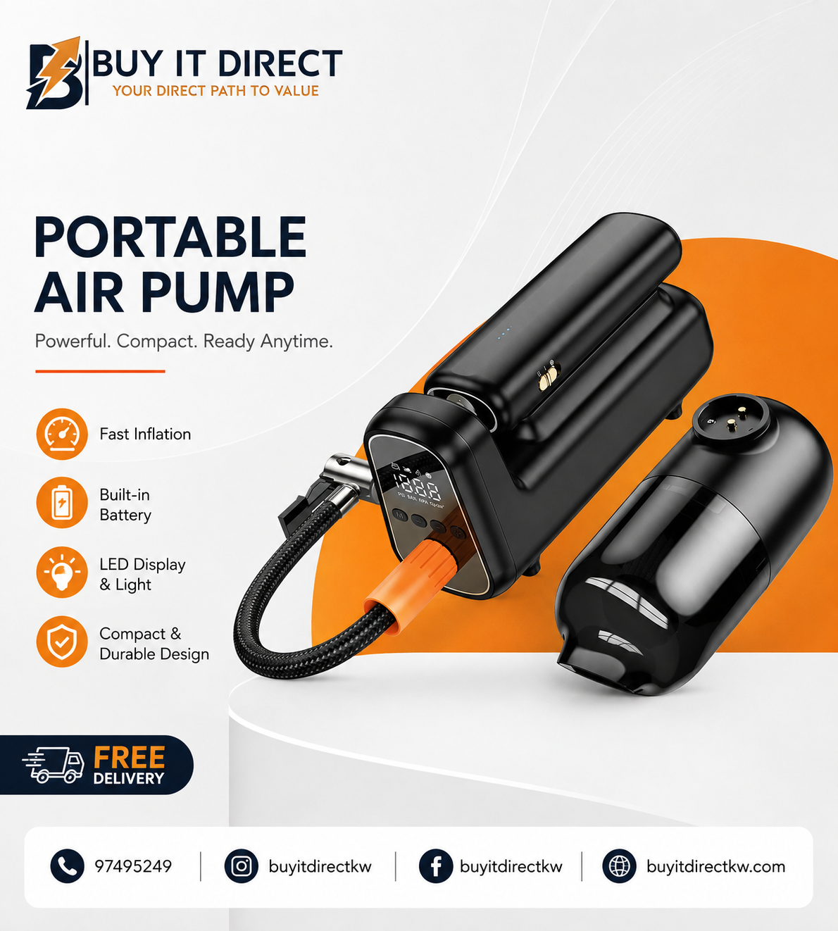 Hoco DPH05 Cool 5-in-1 Multifunctional Vacuum Cleaner & Air Pump