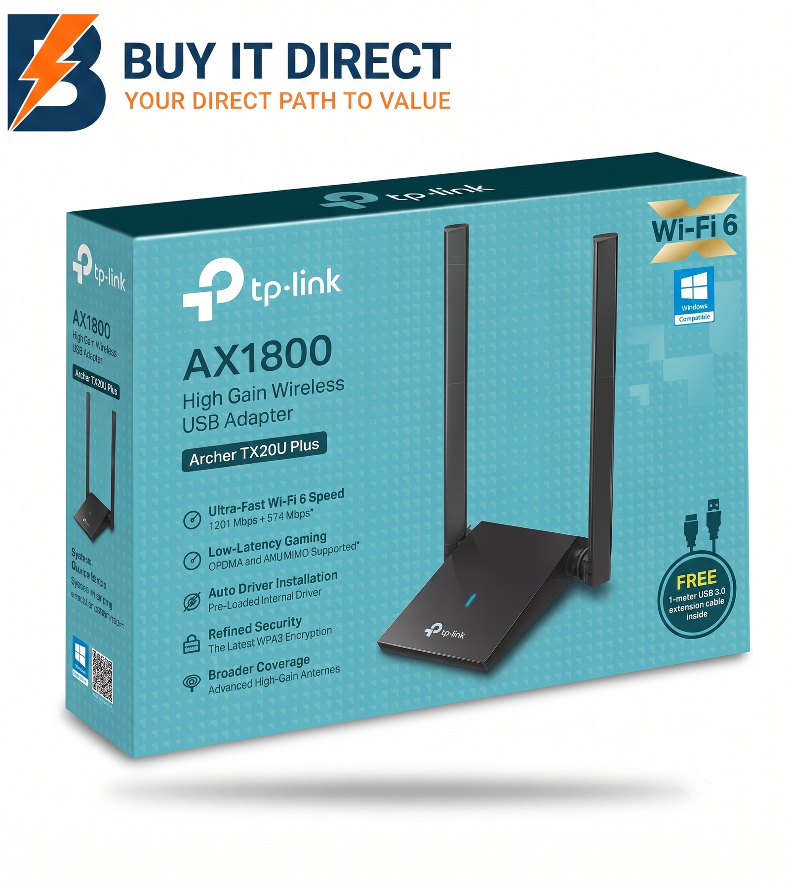  TP-Link Archer TX20U Plus AX1800 Dual Antennas High Gain Wireless USB Adapter