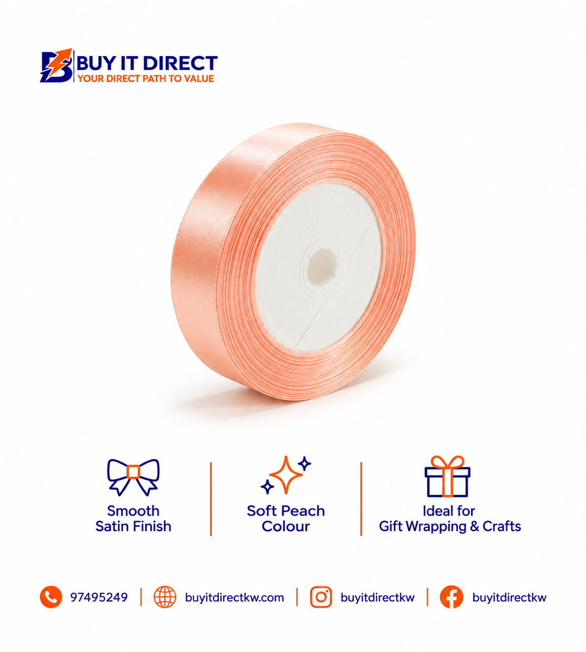 Ribbon 2.5cm Light Orange