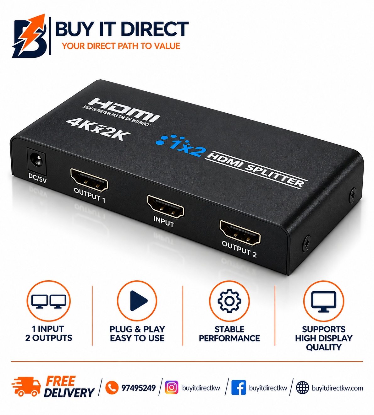 HDMI Splitter 2 Port 60Hz