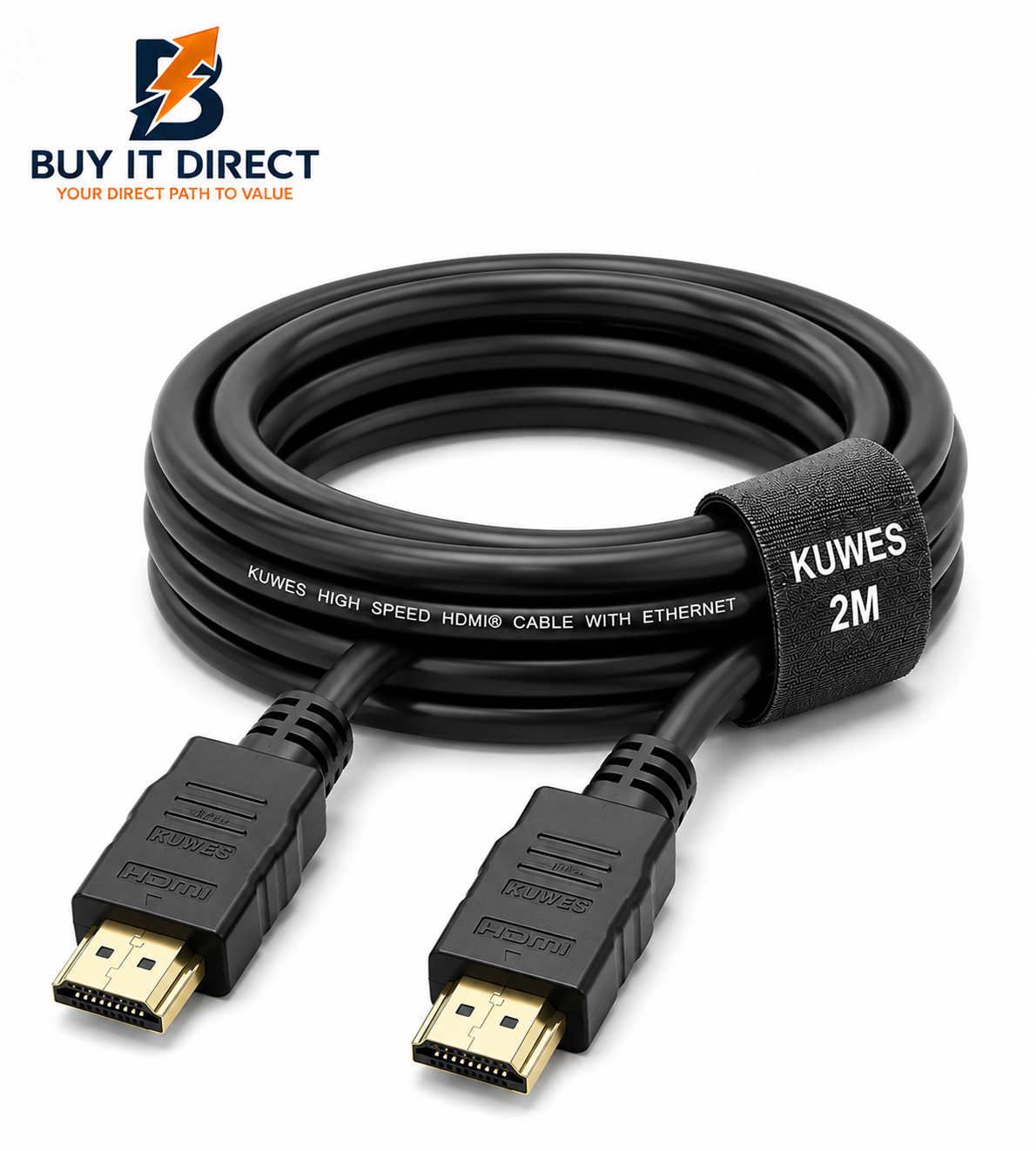 كيبل KUWES HDMI ذكر إلى ذكر إصدار 2.0 بدقة 4K بطول 2 متر