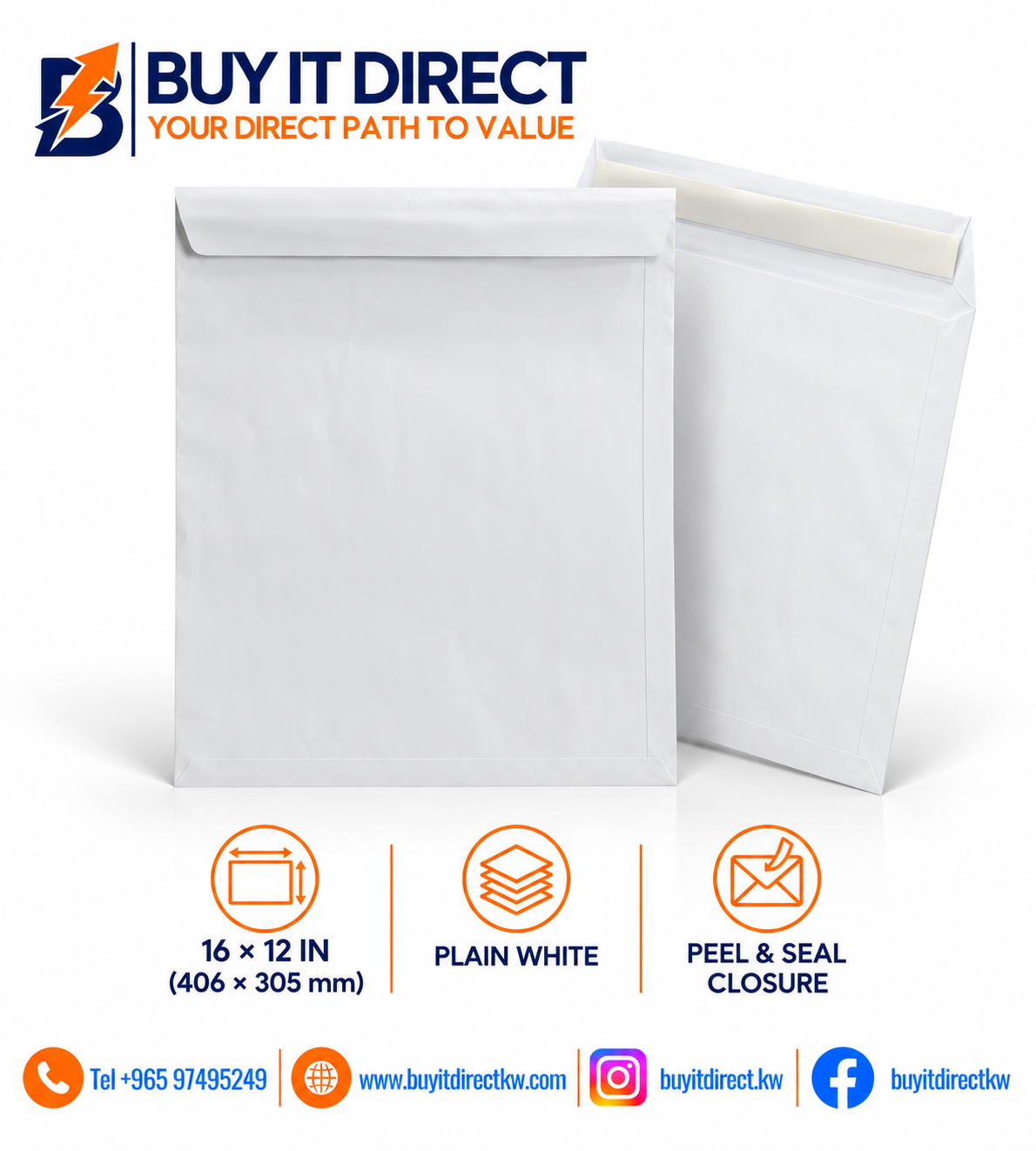 Plain White Envelope 16 x 12 Inch