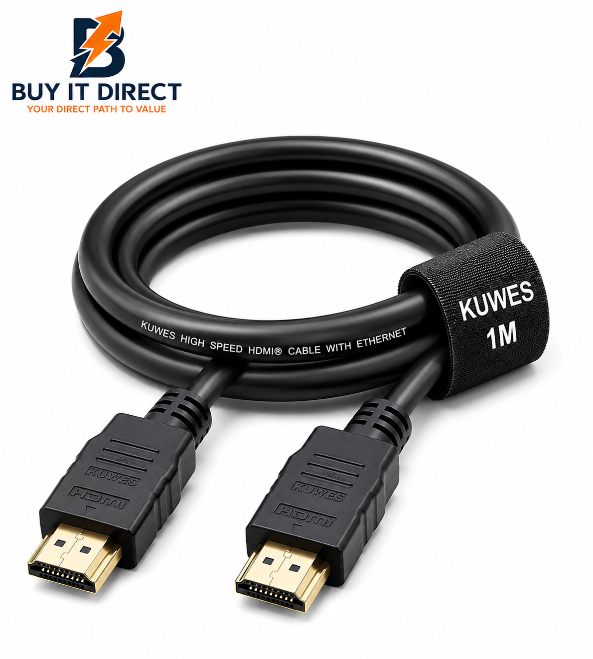 كيبل KUWES HDMI ذكر إلى ذكر إصدار 2.0 بدقة 4K بطول 1 متر