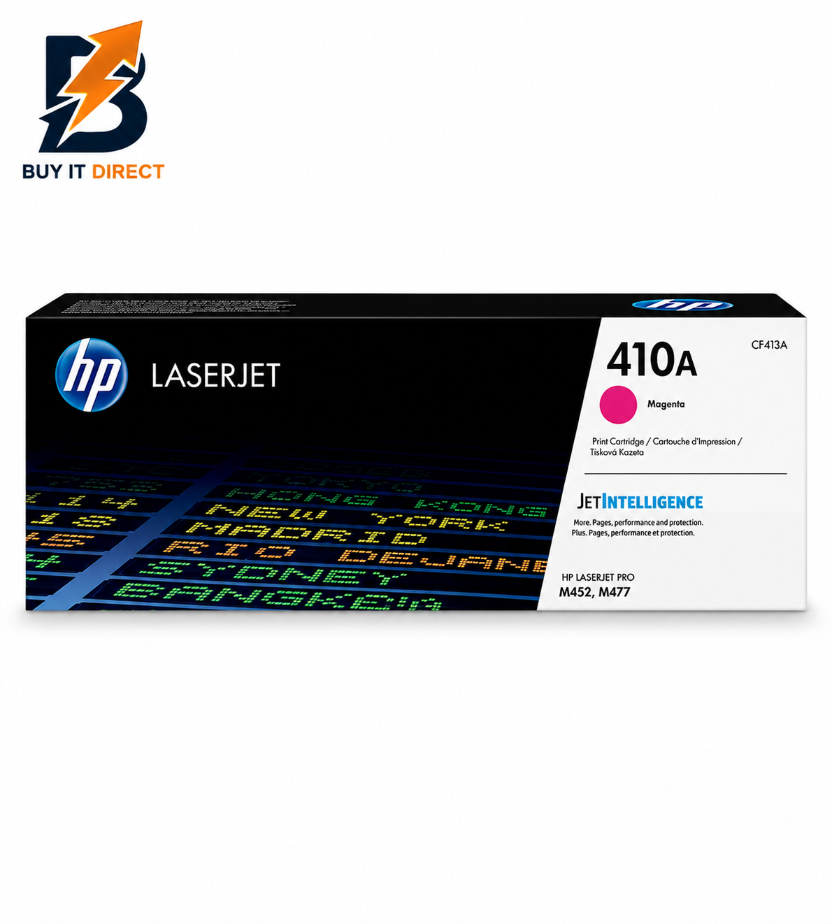 خرطوشة تونر HP 410A الأصلية باللون الأرجواني لطابعات LaserJet – 2,300 صفحة – CF413A