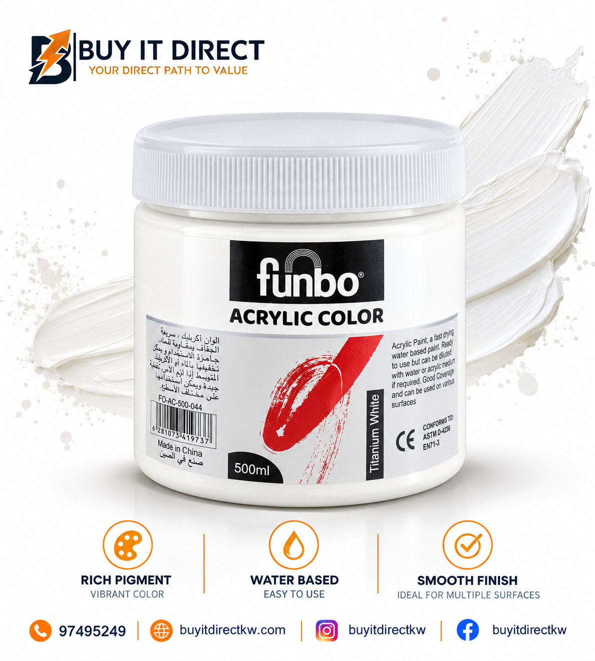Acrylic Color Titanium White 500 ml