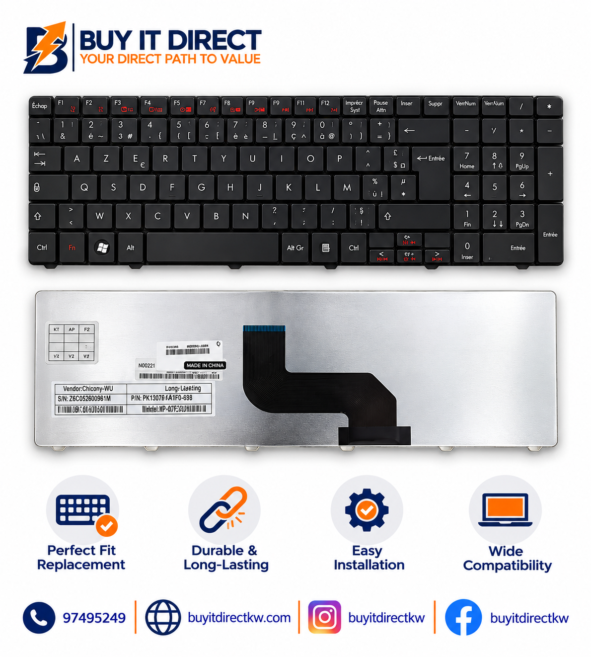 ACER Packard Bell Laptop Keyboard Compatible with TJ61 TJ62 TJ65 TJ67 Series