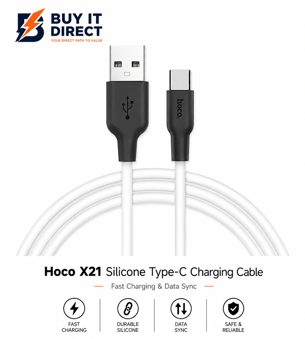 كابل Hoco X21 سيليكون للشحن Type C