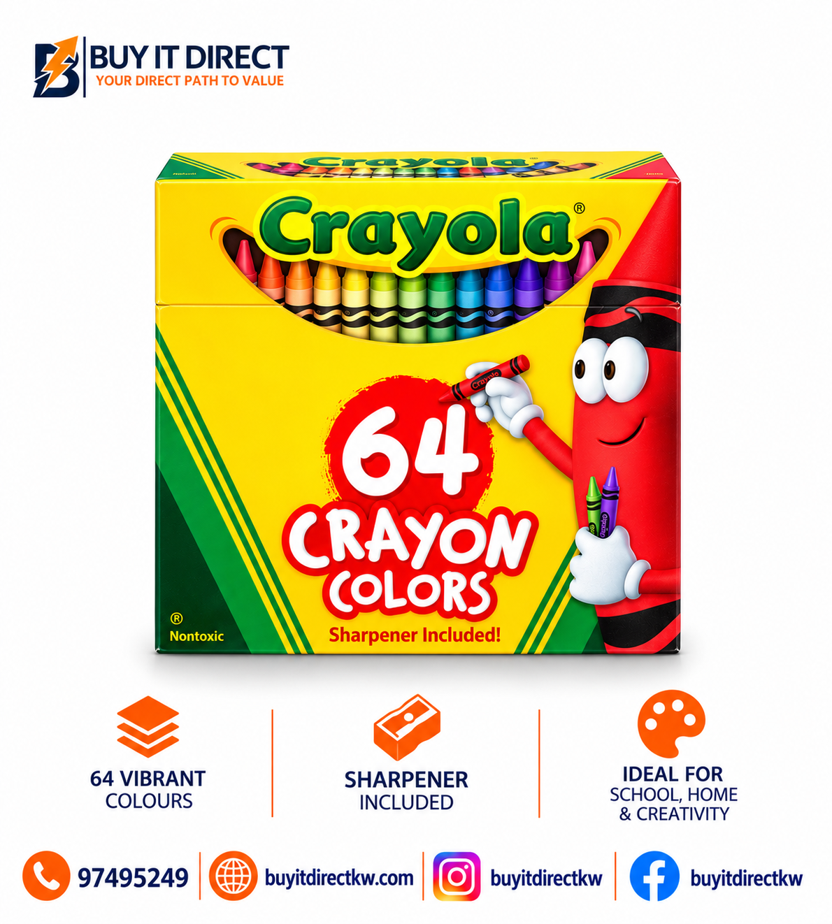 Crayola Crayons 64 Count with Sharpener