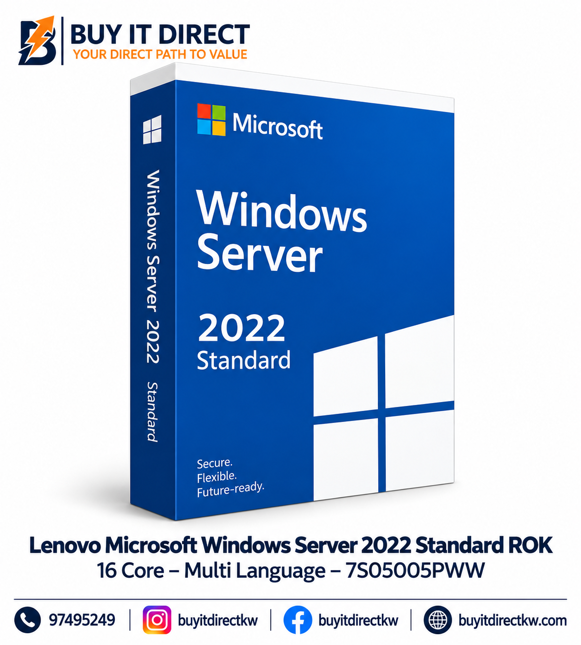 Lenovo Microsoft Windows Server 2022 Standard ROK – 16 Core – Multi Language – 7S05005PWW