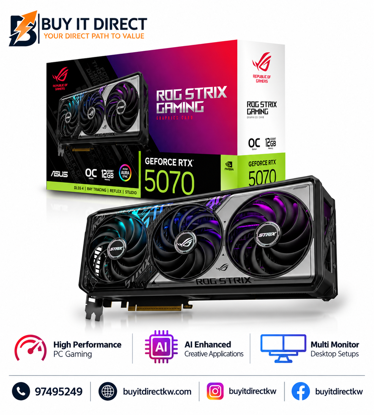 ASUS ROG Strix GeForce RTX 5070 12GB GDDR7 OC Edition Graphics Card