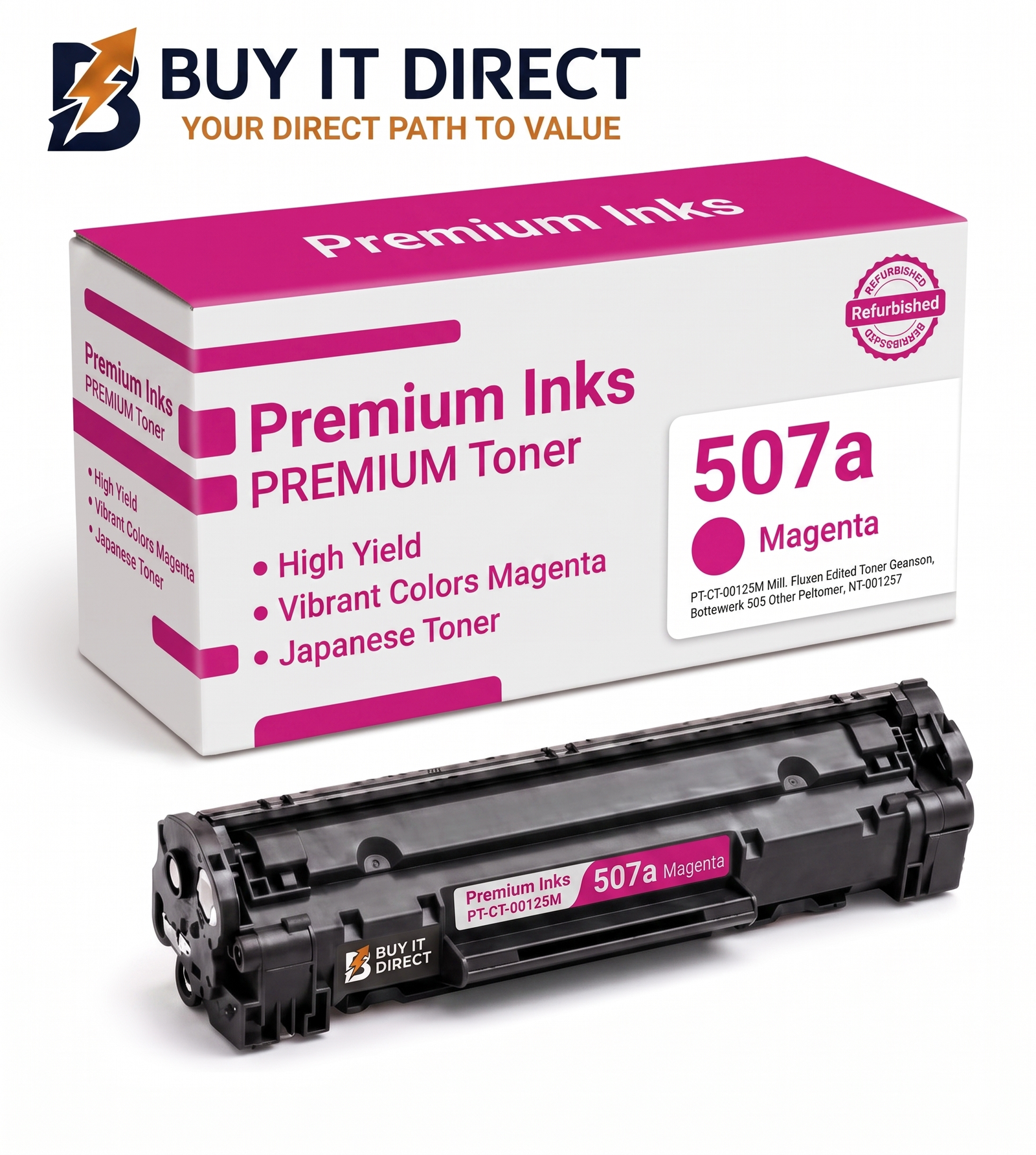 خرطوشة تونر Premium 507A أرجواني متوافقة CE403A لطابعات HP Color LaserJet Enterprise M551 وM575
