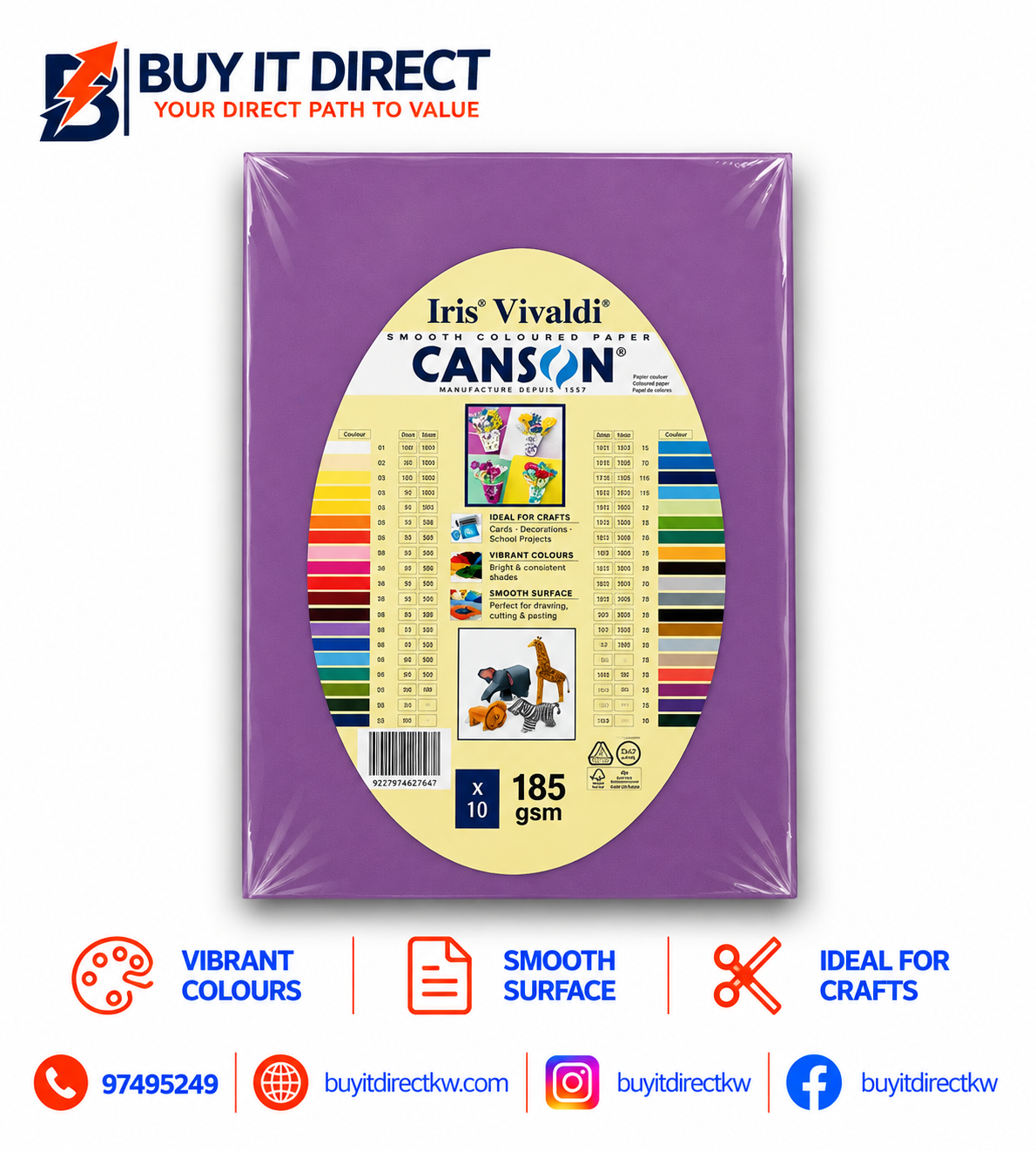 Iris Vivaldi Canson Paper A4 185 GSM 10 Sheets Mauve