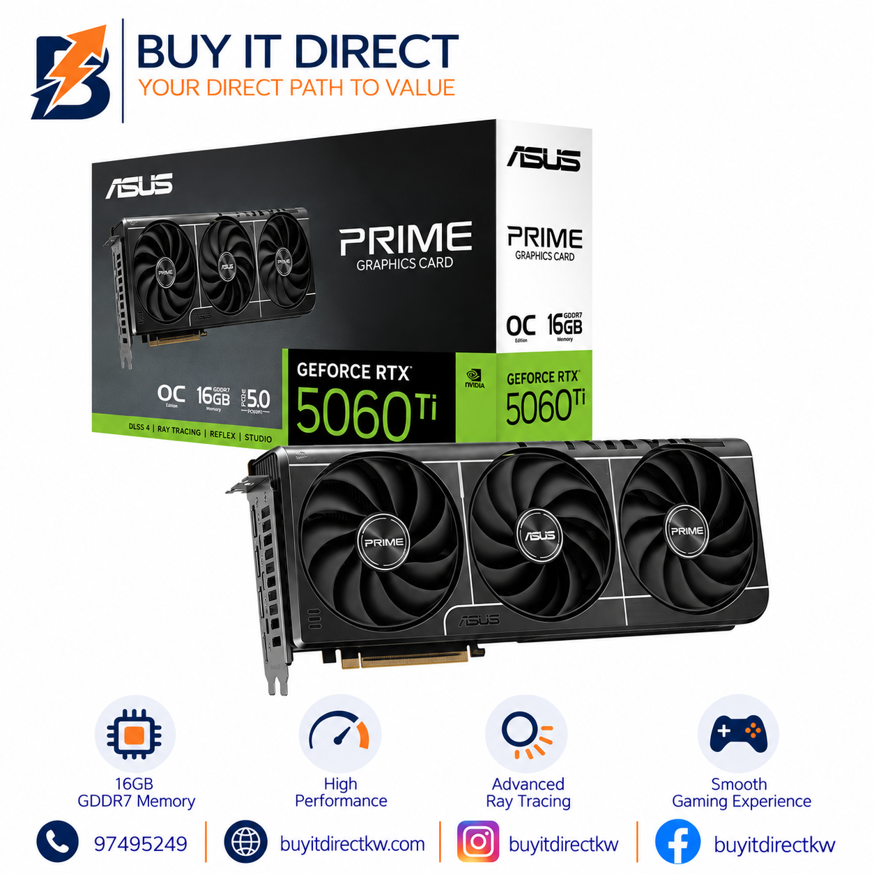 ASUS PRIME GeForce RTX 5060 Ti OC Edition 16GB Graphics Card