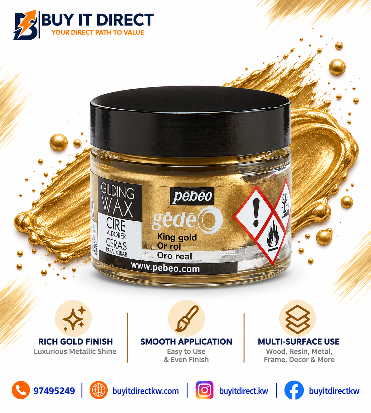 شمع تذهيب King Gold من Pebeo Gedeo - سعة 30 مل