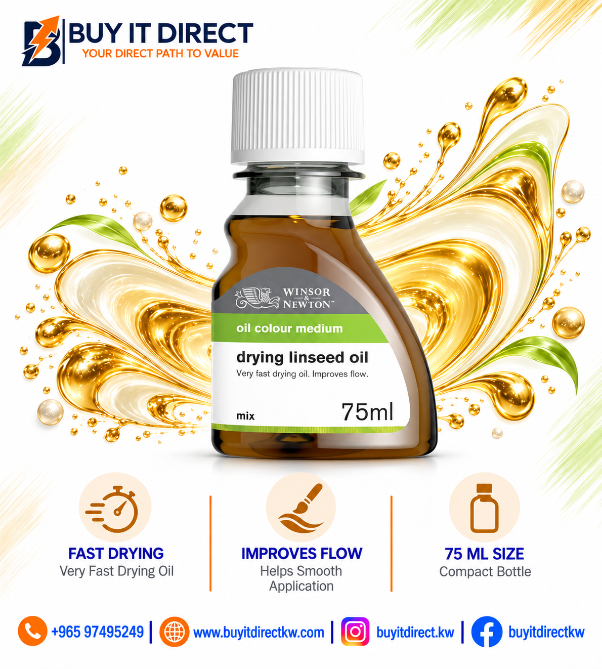 Winsor & Newton Drying Linseed Oil - 75 ml