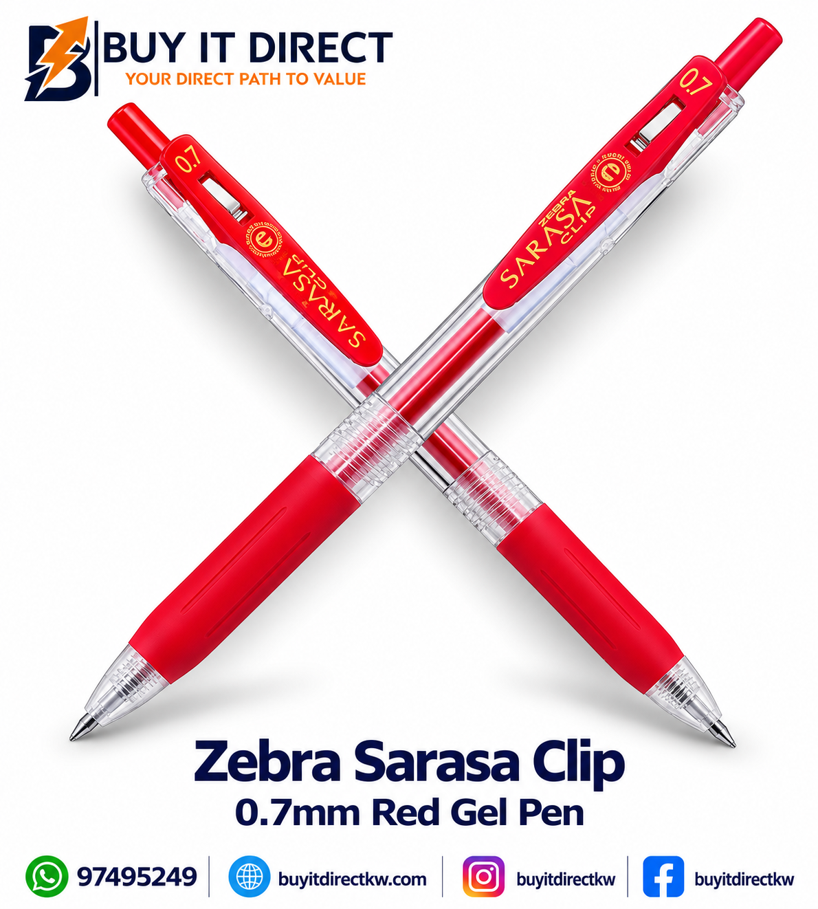 ZEBRA SARASA CLIP 0.7MM RED GEL PEN