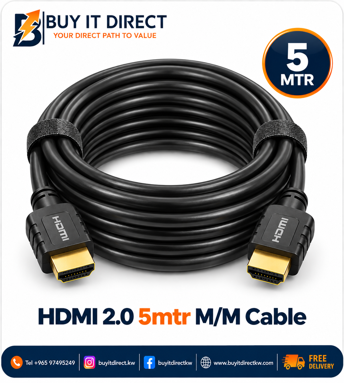 HDMI 2.0 5mtr Male Male Cable