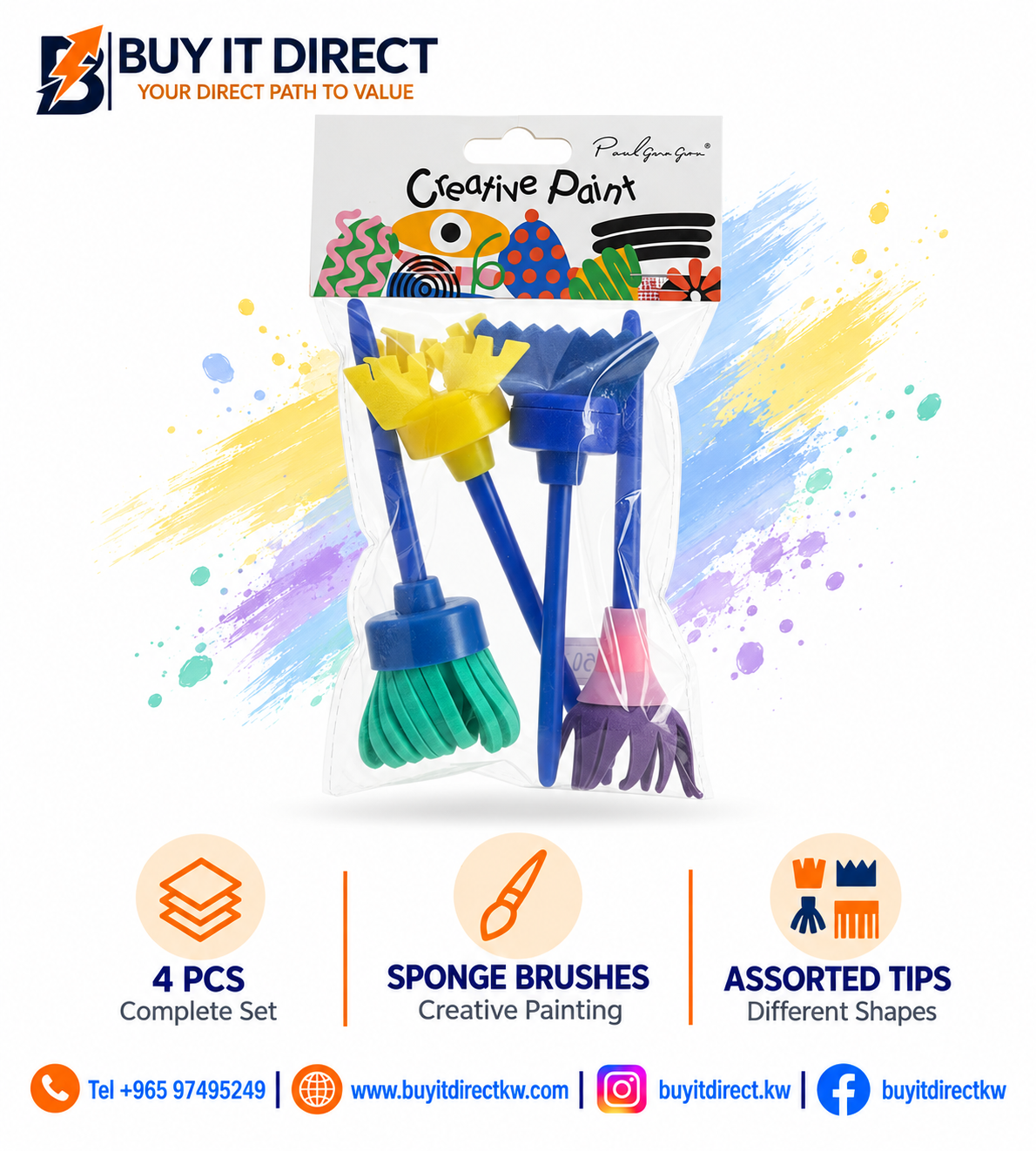 Sponge Brushes for Painting 4pcs Set