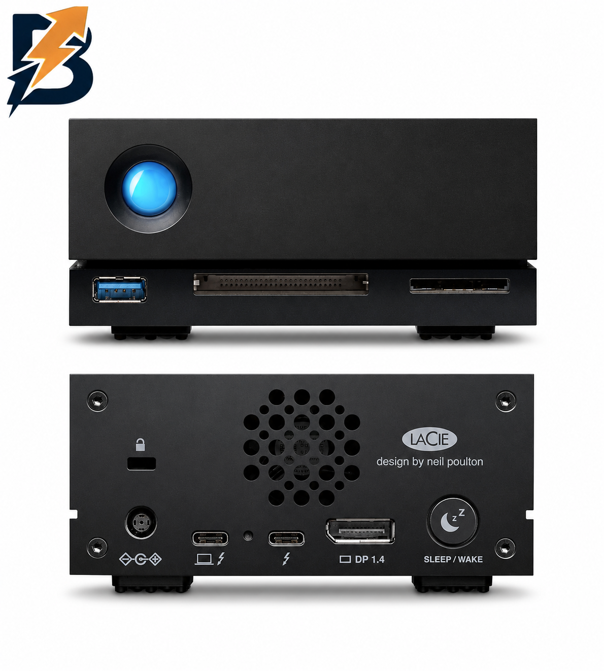 موزع أقراص صلبة خارجي LaCie بسعة 10 تيرابايت، مزود بمنفذ Thunderbolt 3 ومنافذ أخرى
