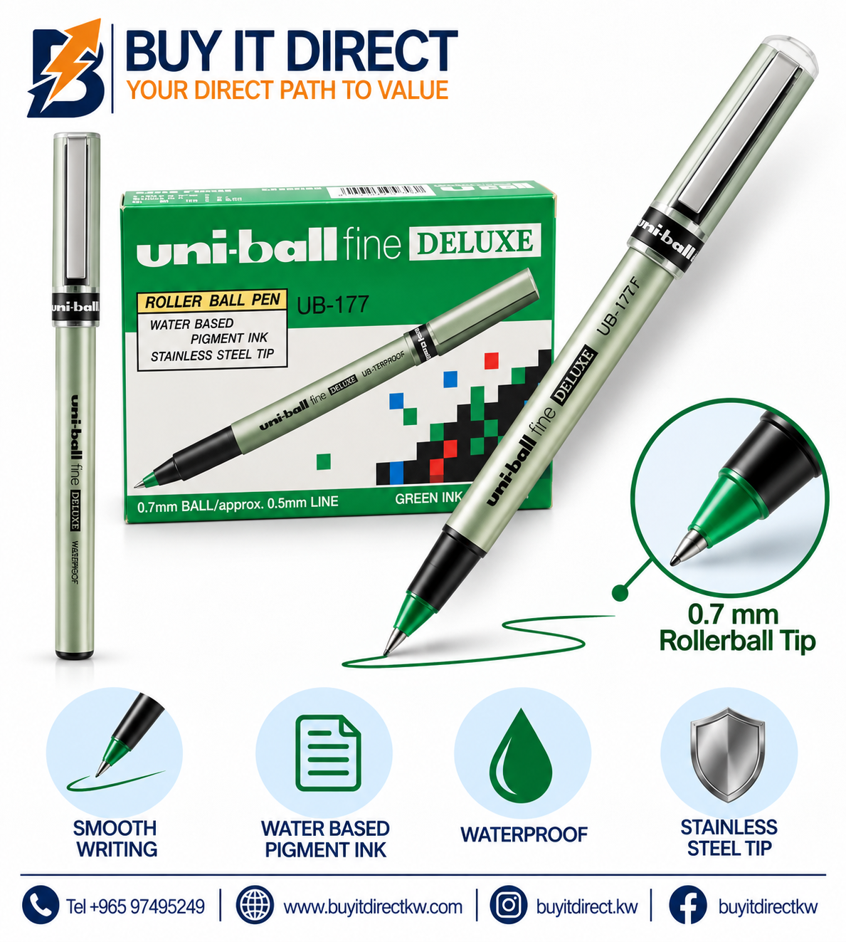 قلم uni-ball Eye Fine Deluxe UB-177 أخضر 0.7 مم