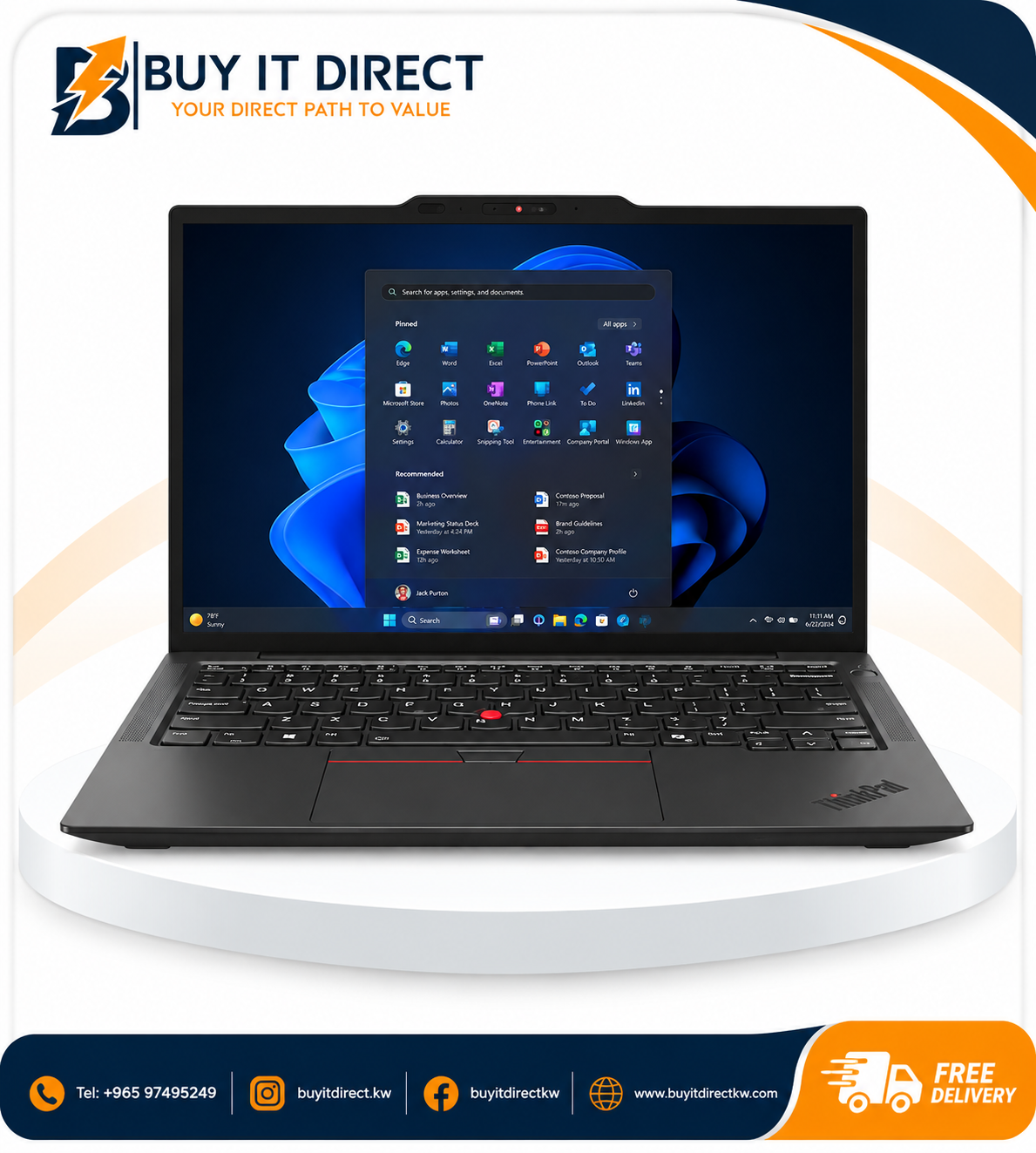 لابتوب Lenovo ThinkPad X13 G6 - Ultra 7-255U / ذاكرة 16GB / SSD 512GB / شاشة لمس 13.3 بوصة / Windows 11 Pro / ضمان 3 سنوات