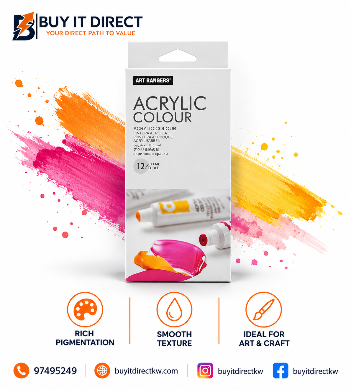 Art Rangers Acrylic Colour 12 Tubes