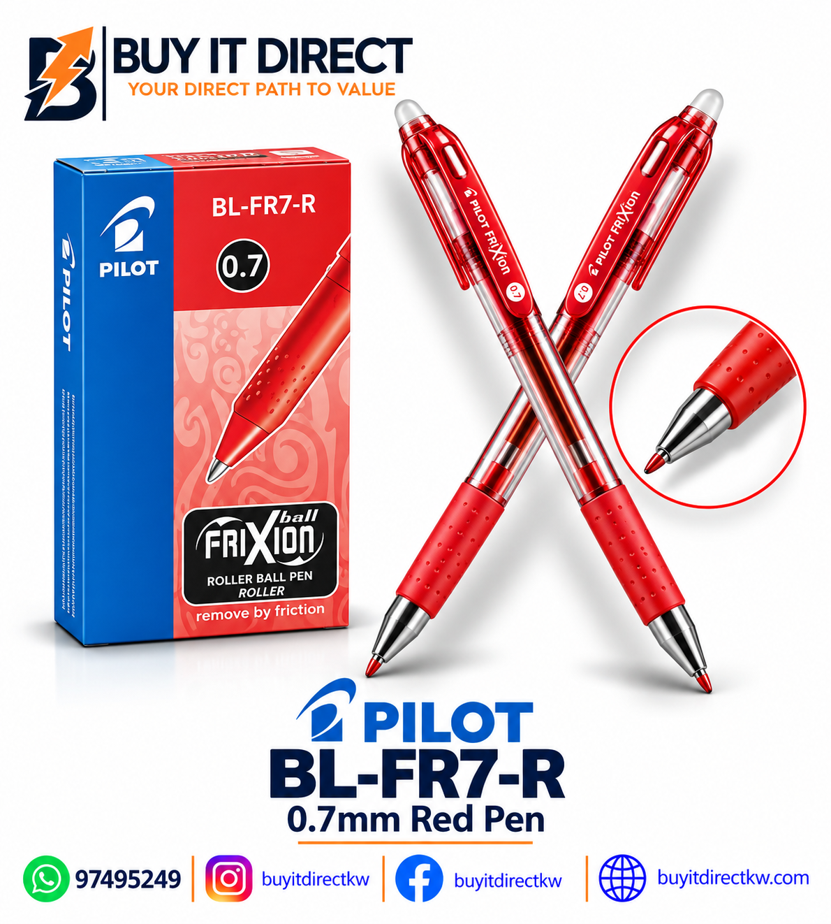 Pilot BL-FR7-R 0.7mm Red Pen × 12