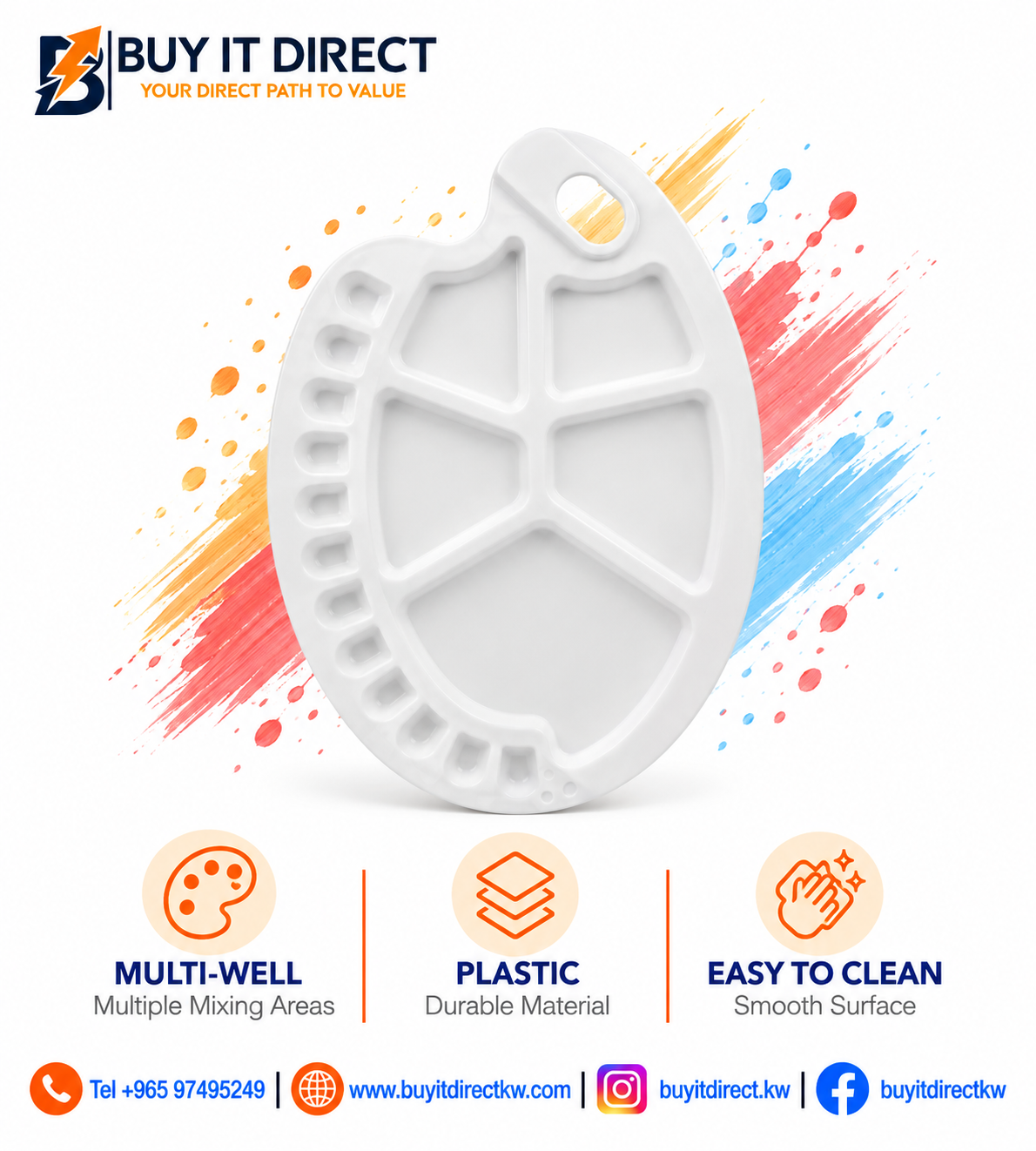Plastic Painting Palette Oval White