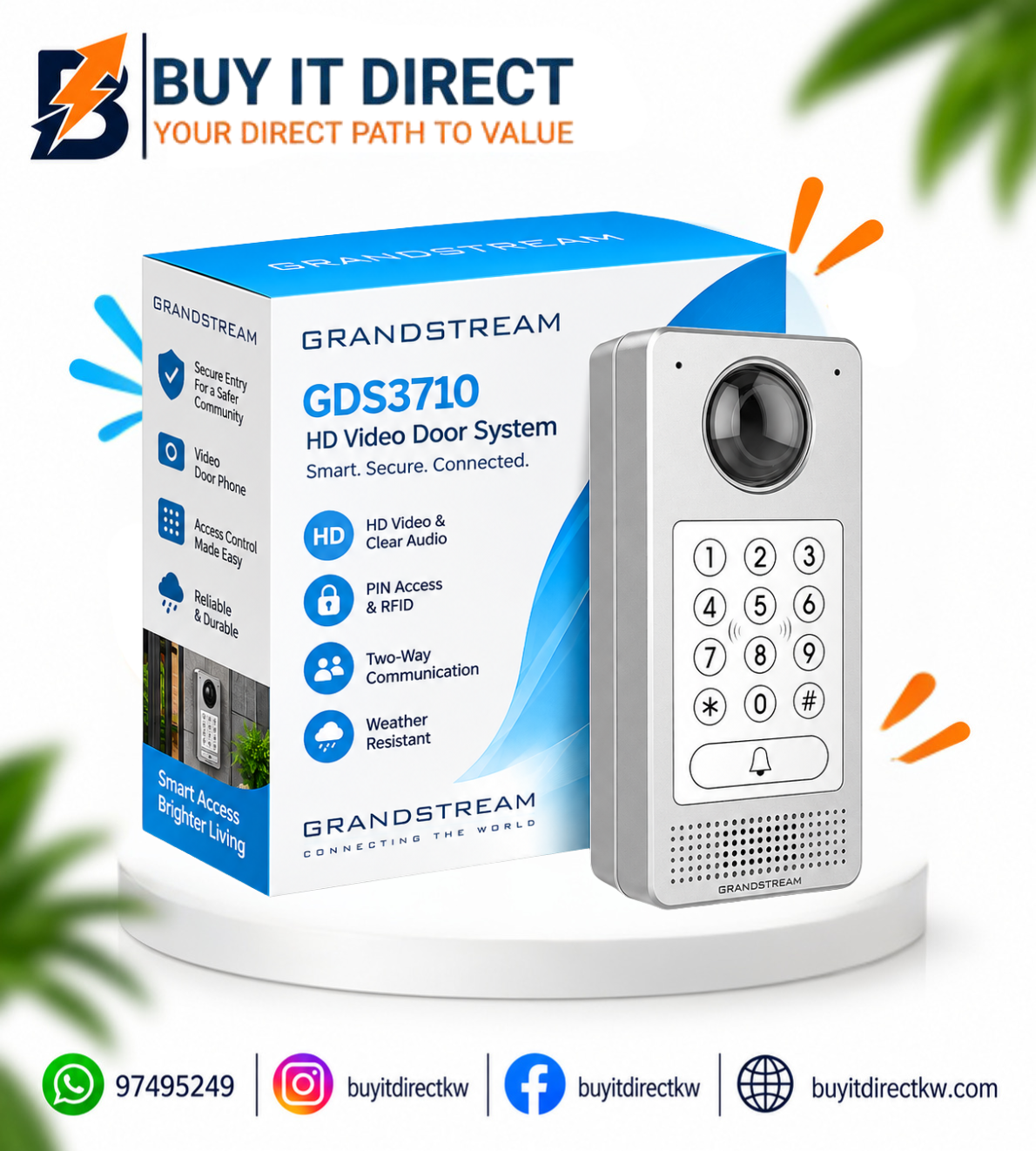 نظام باب فيديو IP من Grandstream مع كاميرا مراقبة IP واتصال داخلي IP بدقة 720p