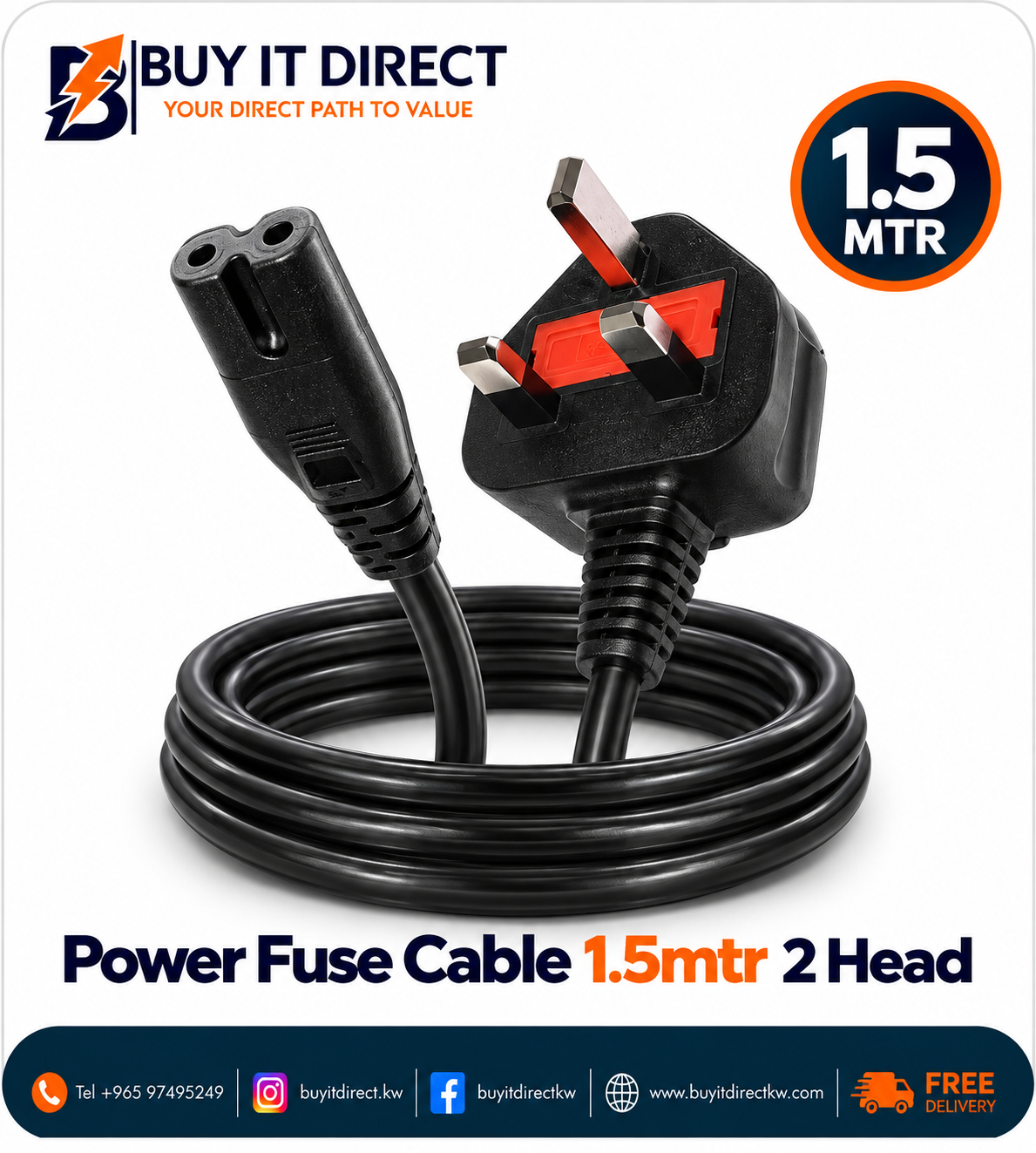 Power Fuse Cable 1.5mtr 2 Head
