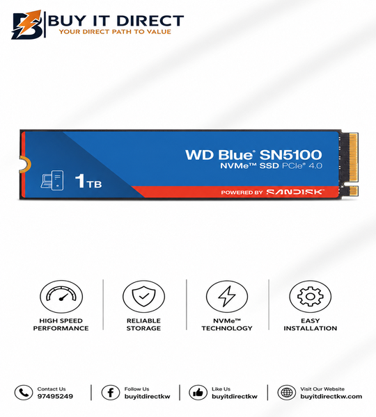 WD Blue SN5100 1TB M2 NVMe SSD PCIe Gen4 7100MB/s