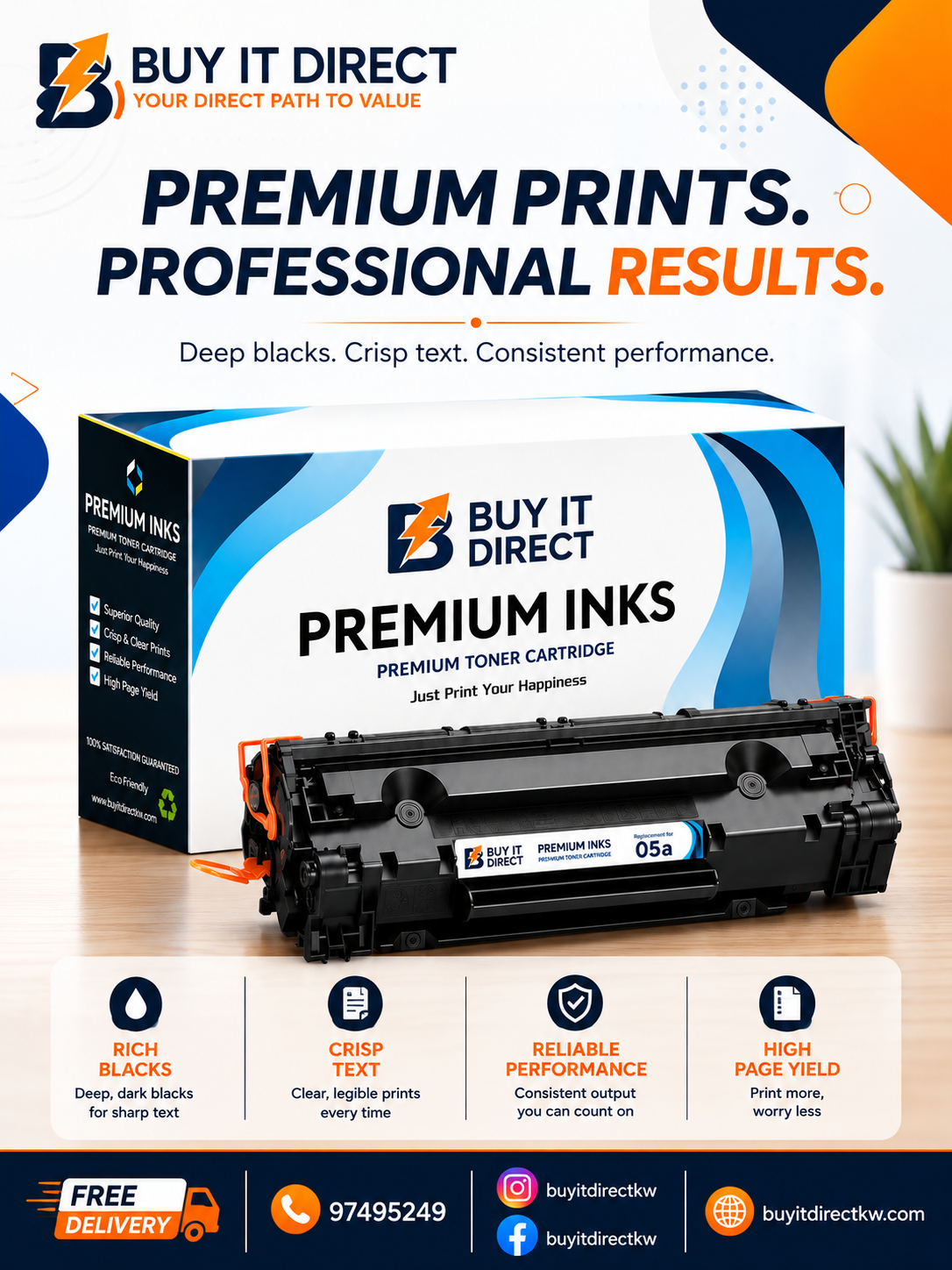 Premium 05A Black Compatible LaserJet Toner Cartridge for HP Printers – CE505A