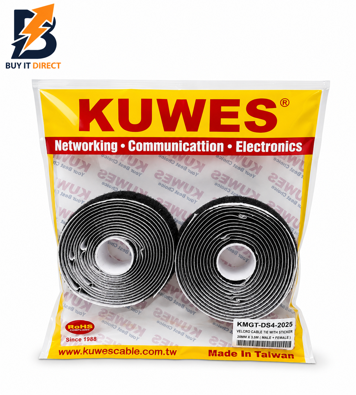 ملصقات رباط كابلات KUWES فيلكرو بعرض 20مم – 2.5 متر